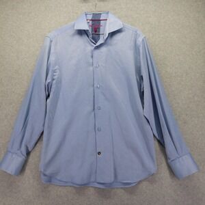 Luchiano Visconti Black Shirt Mens Small Button‎ Up Blue Diamond Long Sleeve